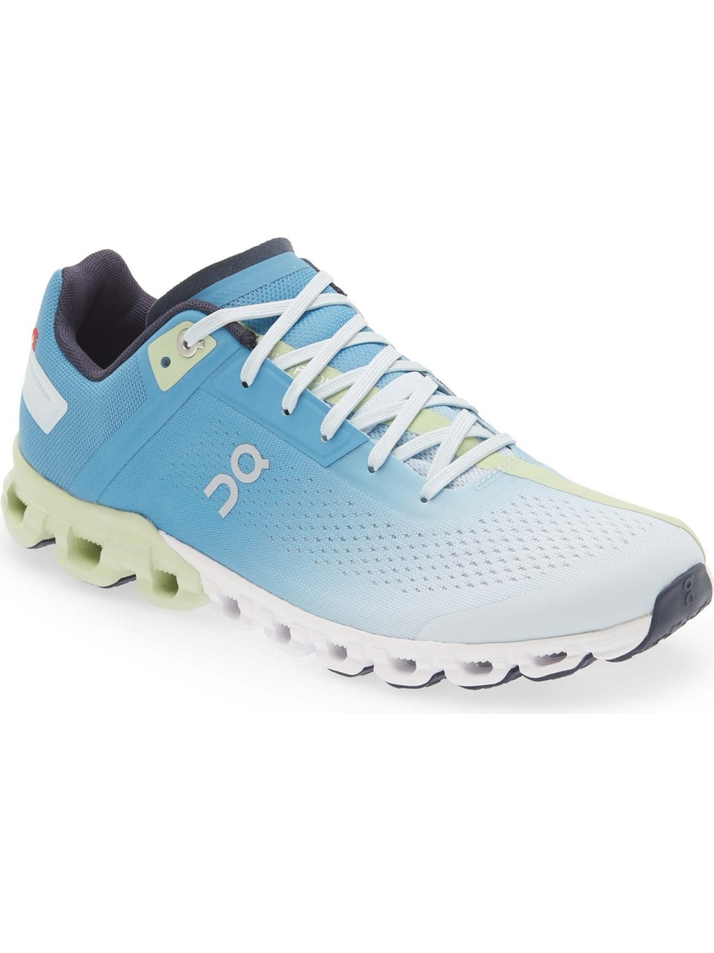 On Cloud Running Shoe in Blue and Light Green- On Running Cloudflow 3 Women's